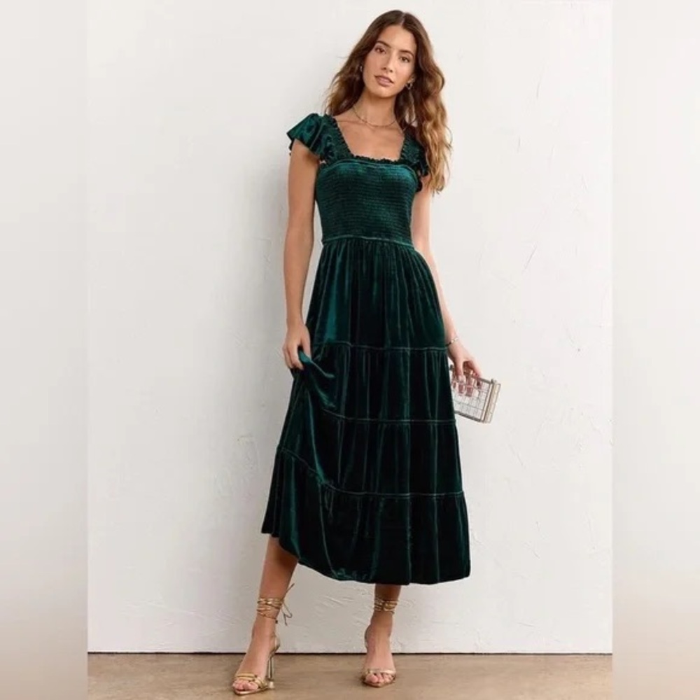 Hill House Nap Dark Green Velvet Maxi Dres